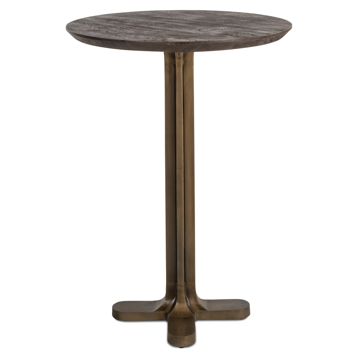 Bartisch rund Bronze-braun, Stehtisch Holz braun, Höhe 105 cm