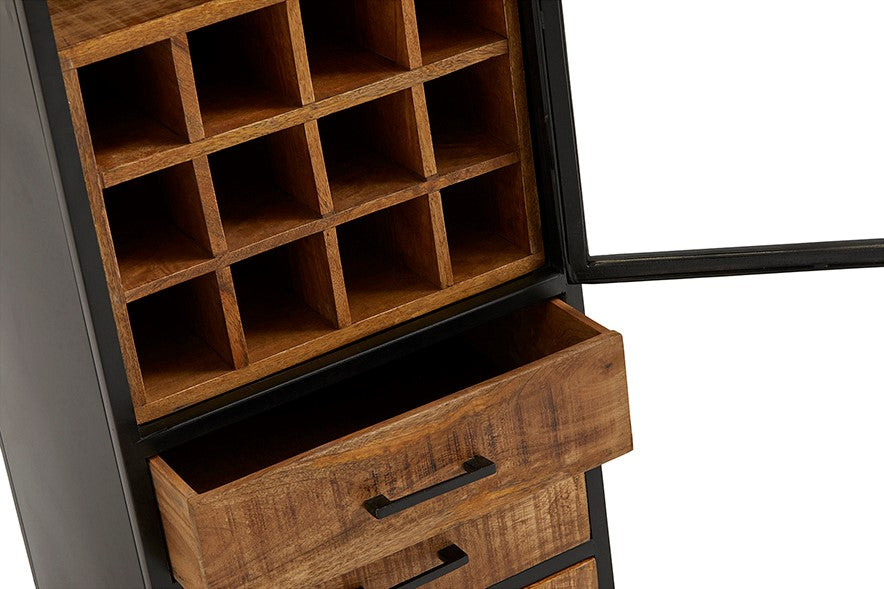 Weinschrank Metall, Weinschrank schwarz, Vitrine Weinschrank schwarz, Breite 45 cm