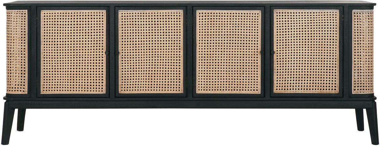 Sideboard schwarz Naturholz, Anrichte Holz Naturholz, Breite 213 cm