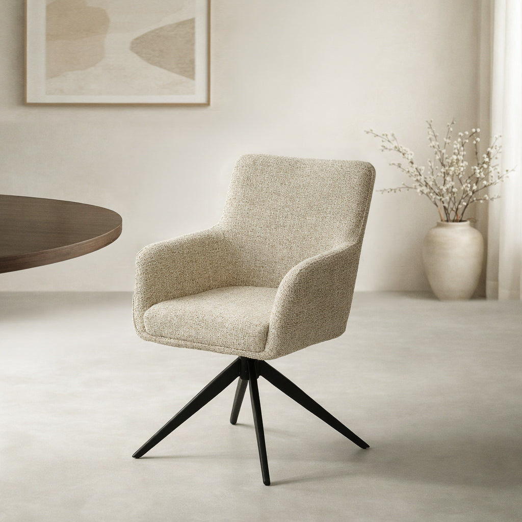 Stuhl drehbar Farbe Sand, Esszimmerstuhl drehbar, Breite 62 cm