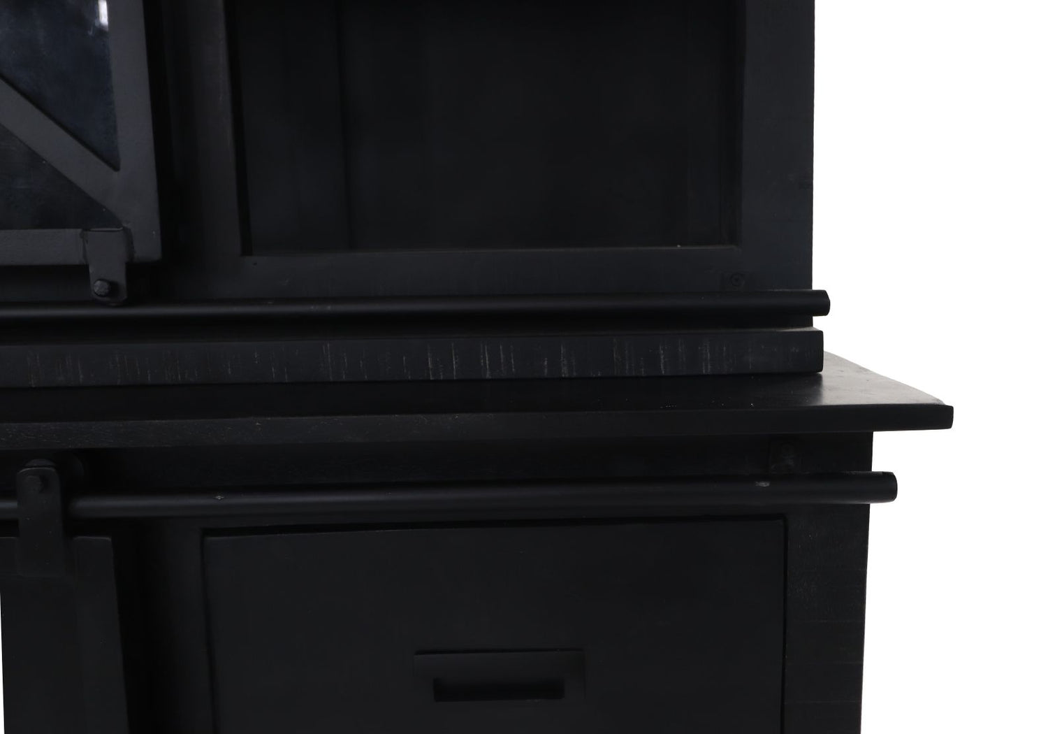 Vitrinenschrank schwarz, Vitrine schwarz, Geschirrschrank Landhaus, Breite 95 cm