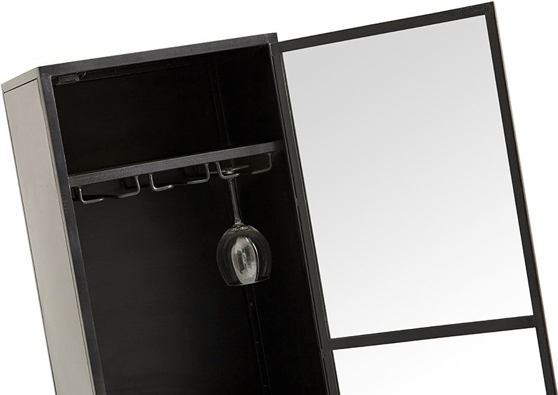 Weinschrank Metall, Weinschrank schwarz, Vitrine Weinschrank schwarz, Breite 45 cm