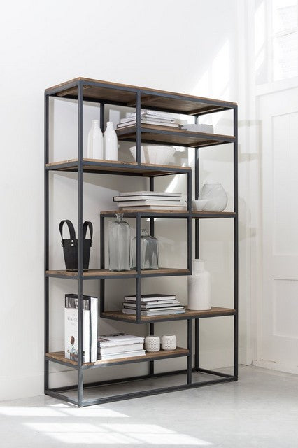 Regal Industrie, Bücherregal Metall Holz, Breite 80 cm