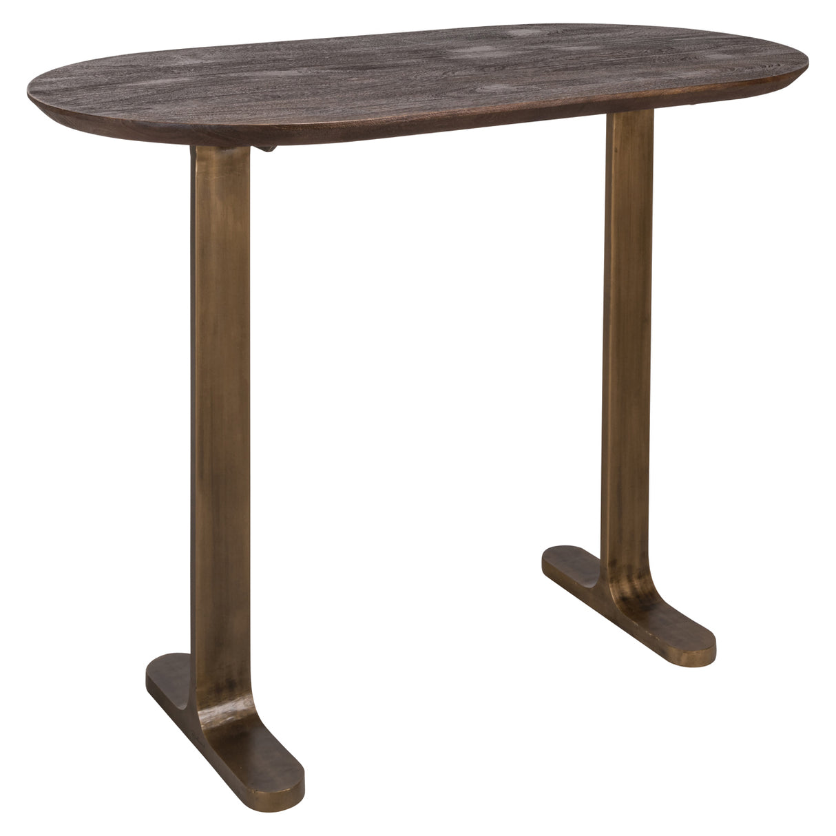 Bartisch oval Bronze-braun, Stehtisch oval Holz braun, Höhe 105 cm