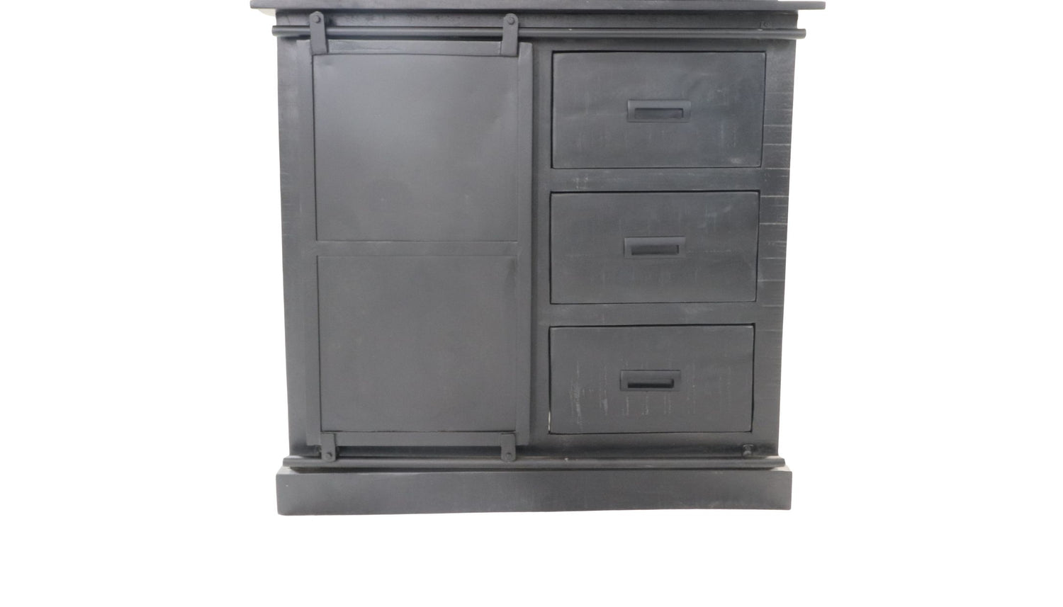Vitrinenschrank schwarz, Vitrine schwarz, Geschirrschrank Landhaus, Breite 95 cm