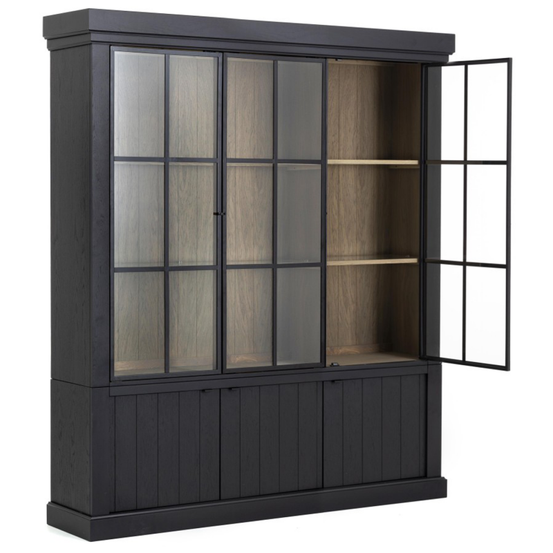 Vitrine Eiche massiv Landhaus, Geschirrschrank Eiche Landhausstil, Schrank Landhaus, Breite 192 cm