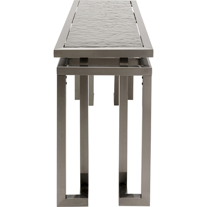Konsole grau Glas-Metall, Gals-Konsole grau, Wandtisch Glas-Metall, Breite 160 cm