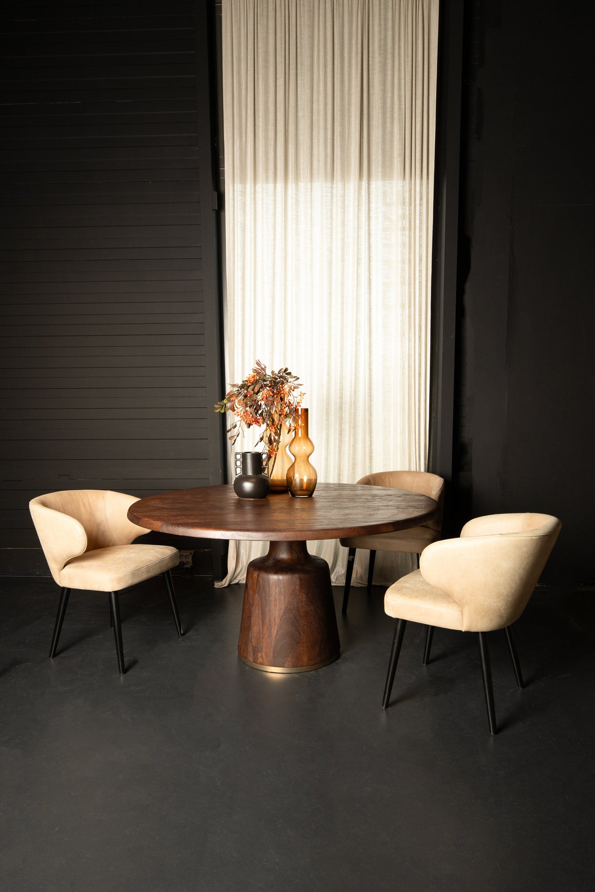 Esstisch braun rund, Tisch rund braun, Esstisch braun-Gold, Durchmesser 150 cm