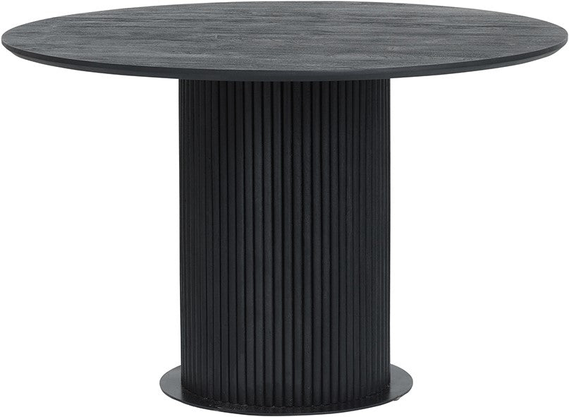 Esstisch schwarz rund, Tisch rund schwarz Massivholz, runder Tisch Tischplatte Massivholz, Durchmesser 120 cm