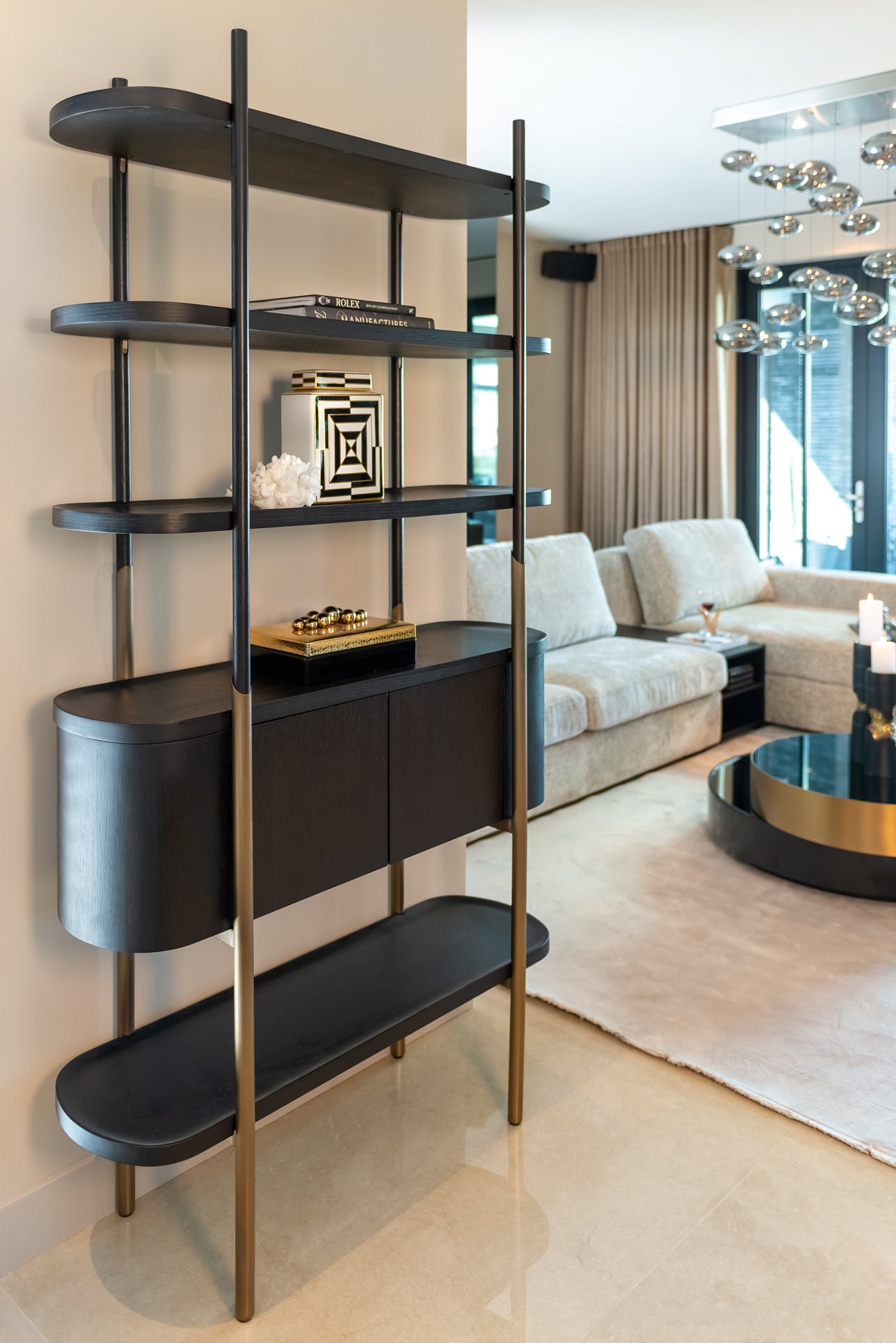 Regal schwarz-Gold, Bücherregal Gold-schwarz, Breite 110 cm