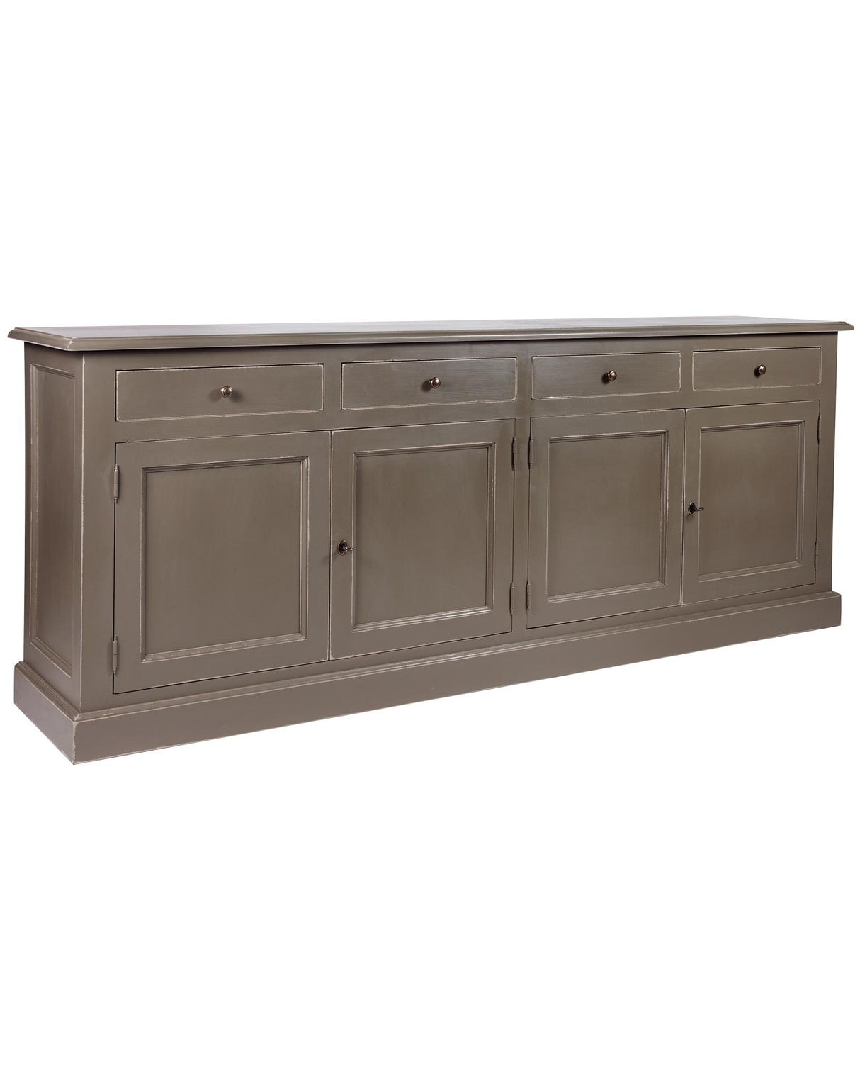 Buffetschrank weiß Landhausstil, Vitrine weiß Landhaus, Geschirrschrank weiß aus Massivholz, Küchenschrank weiß Landhaus, Breite 237 cm