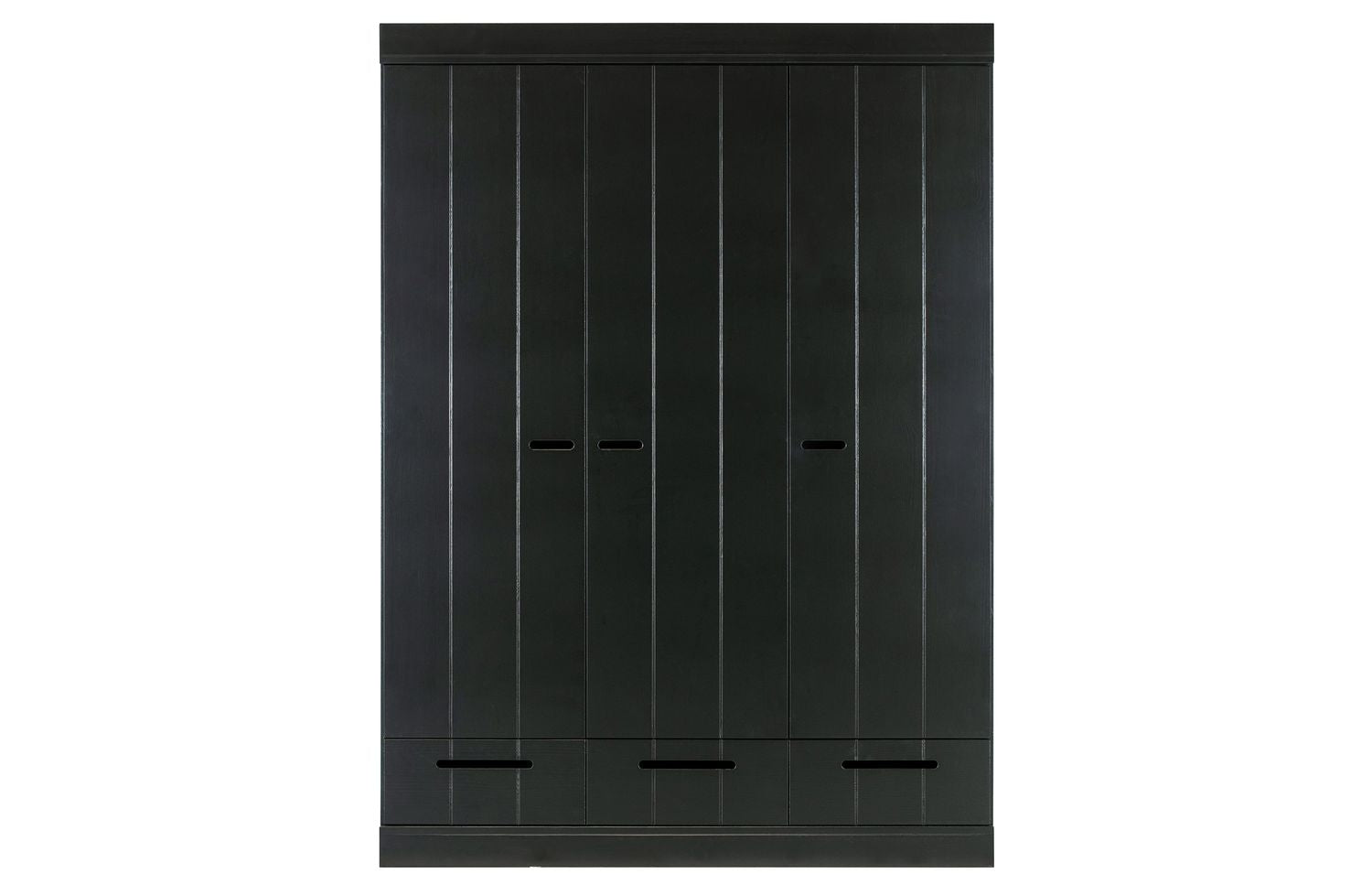 Kleiderschrank schwarz Holz, Schrank schwarz Massivholz, Breite 140 cm