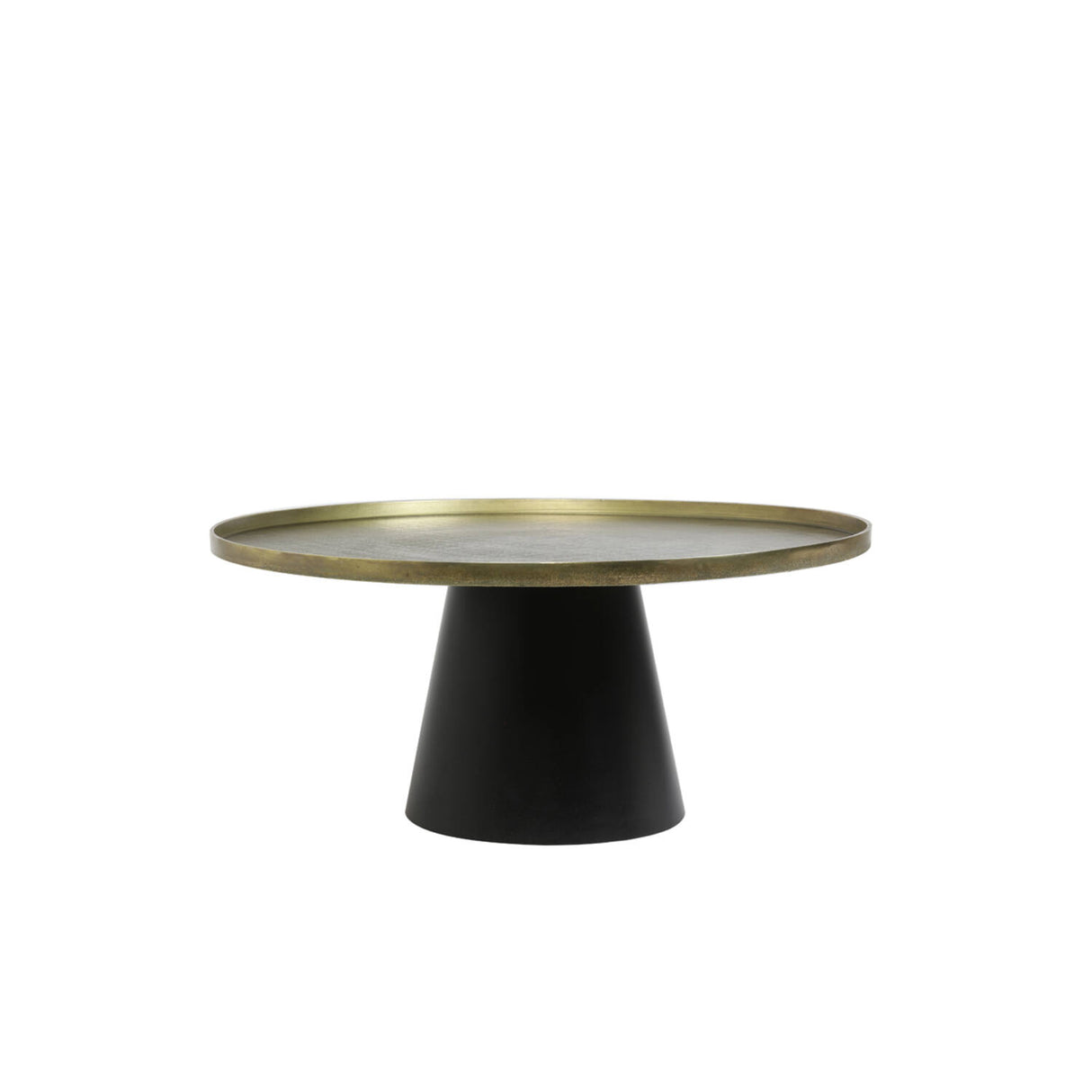 Couchtisch rund Gold-schwarz, runder Couchtisch Metall, Couchtisch Bronze Metall Gestell schwarz, Durchmesser 75 cm