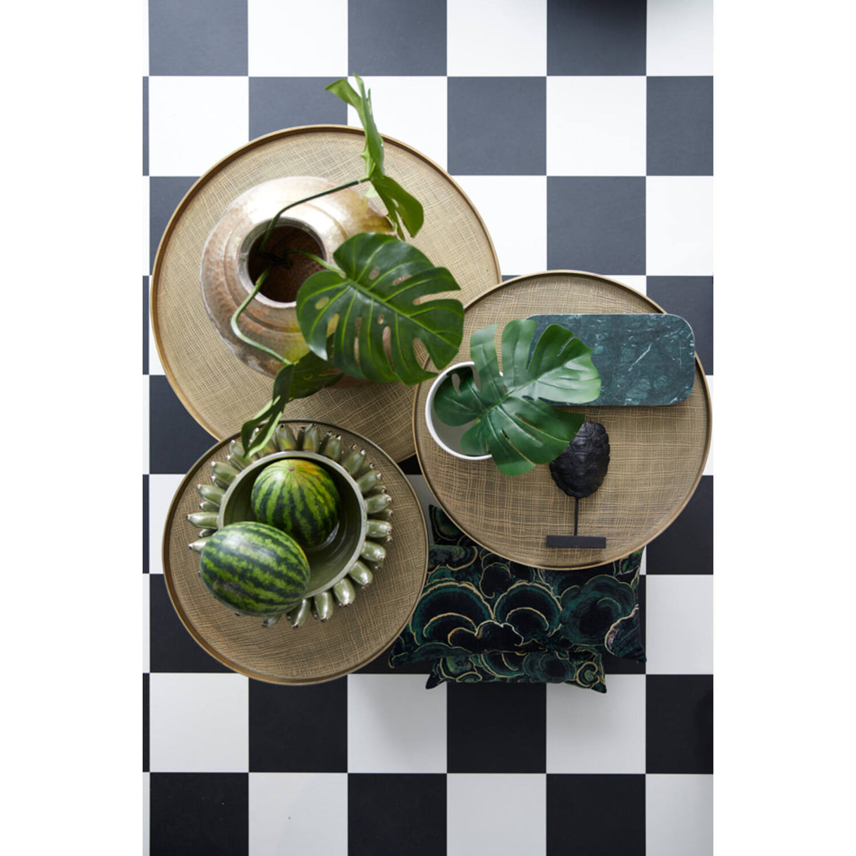 Couchtisch rund Gold-schwarz, runder Couchtisch Metall, Couchtisch Bronze Metall Gestell schwarz, Durchmesser 60 cm