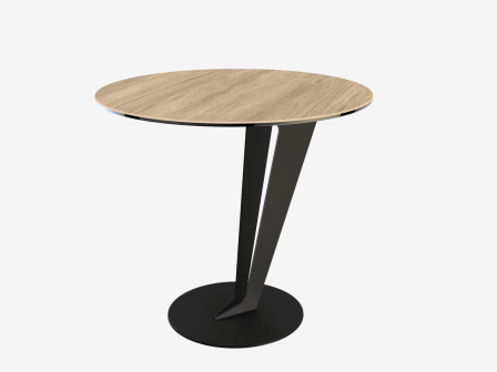 Beistelltisch Natureiche rund Keramik Tischplatte, runder Beistelltisch Keramik Beschichtung, Höhe 50 cm