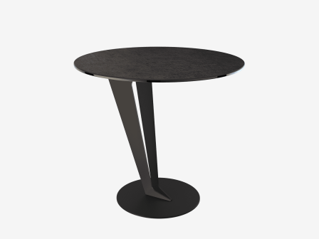 Beistelltisch Titan-anthrazit rund Keramik Tischplatte, runder Beistelltisch Keramik Beschichtung, Höhe 60 cm