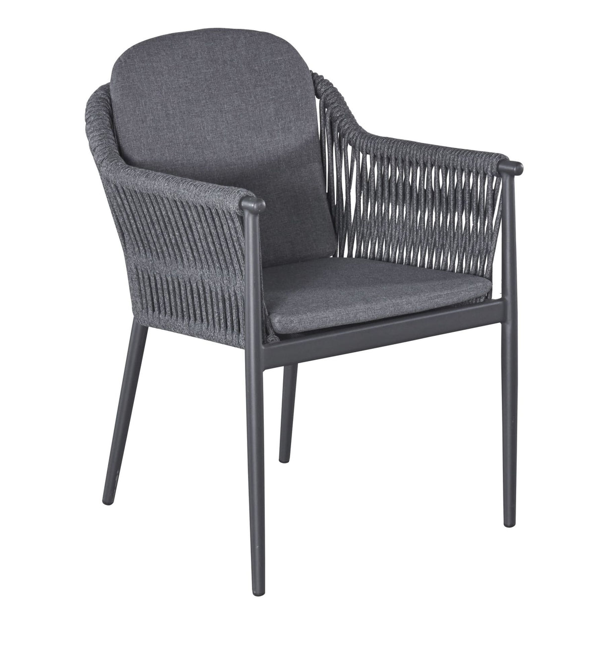 Gartenstuhl anthrazit, Gartenstuhl Textil-Ausführung mit Sitzkissen grau