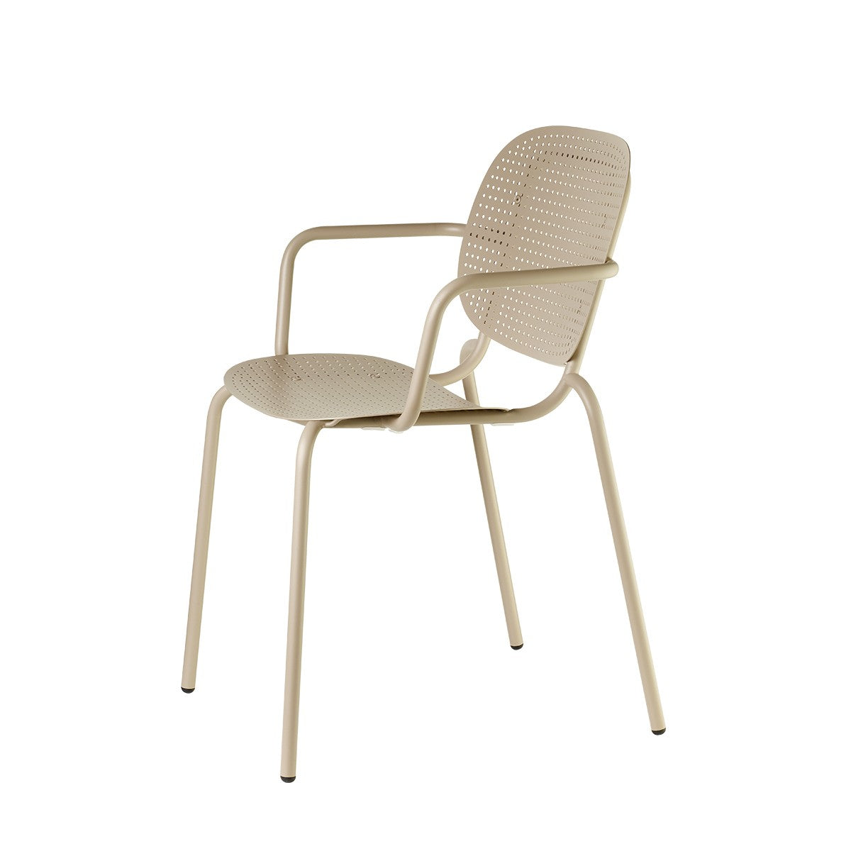 Metall Stuhl taupe mit Armlehne, Gartenstuhl taupe, Outdoor Stuhl taupe