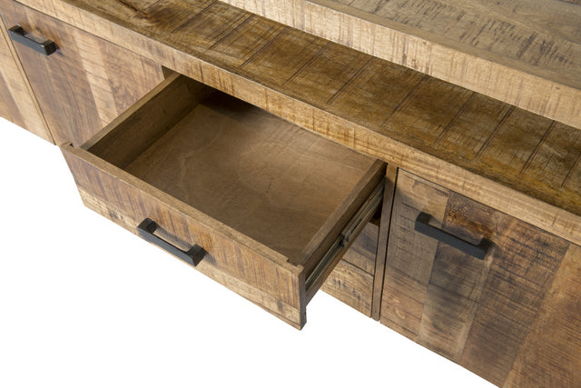 Sideboard braun Metall Holz, Sideboard Industriedesign, Anrichte Massivholz, Breite 210 cm