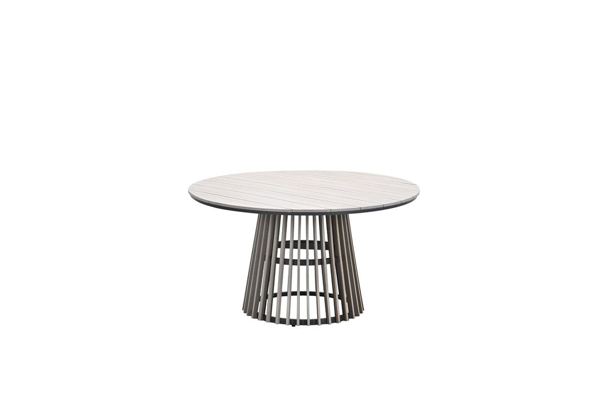 Runder Gartentisch grau-braun, Gartentisch rund, Durchmesser 148 cm