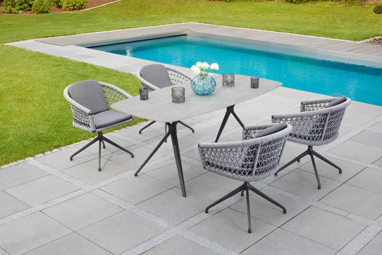 Gartentisch grau, Esstisch grau, Outdoortisch grau, Länge 180 cm