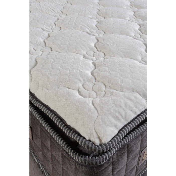 Gepolstertes Bett mit Matratze und Kopfteil, Bett grau mit Kopfteil, Breite 180 cm