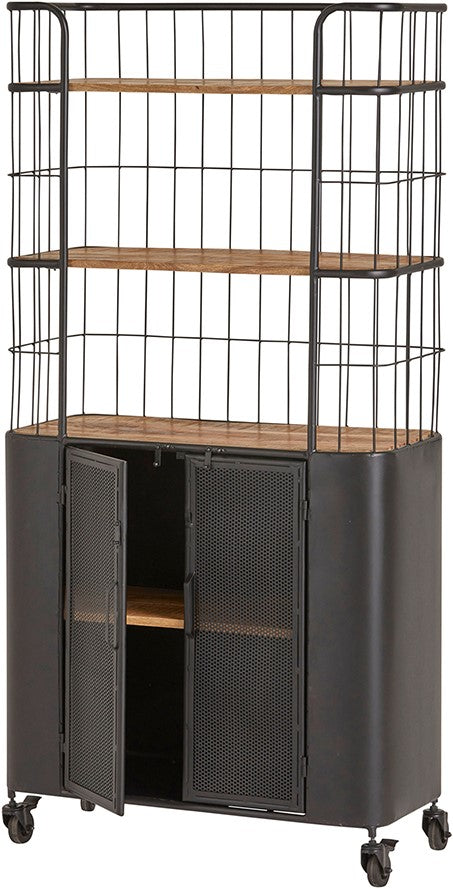 Regal auf Rollen schwarz, Bücherregal auf Rollen, Metall-Regal auf Rollen,  Breite 90 cm