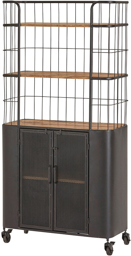 Regal auf Rollen schwarz, Bücherregal auf Rollen, Metall-Regal auf Rollen,  Breite 90 cm
