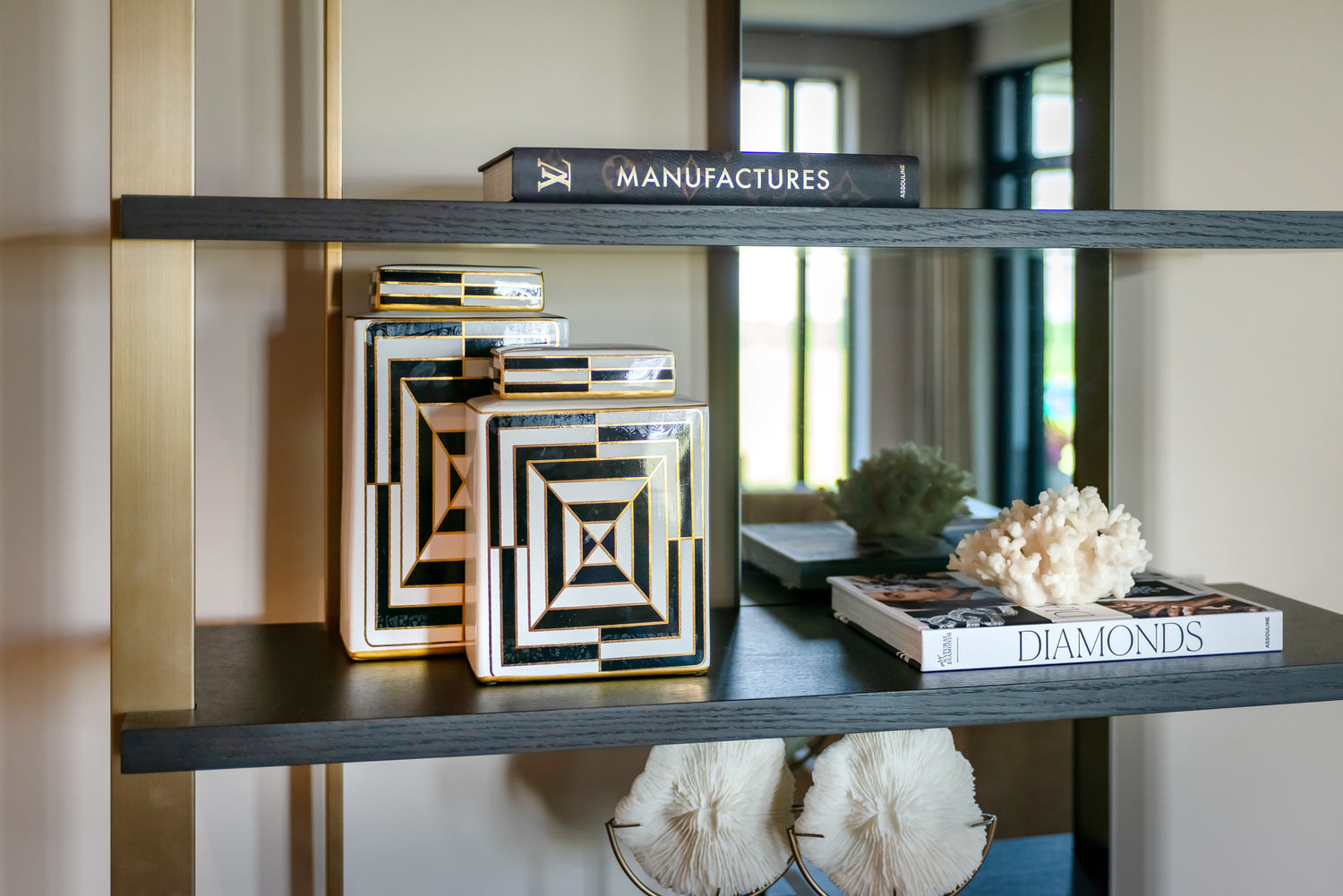 Regal schwarz-Gold, Bücherregal Gold-schwarz, Breite 112 cm