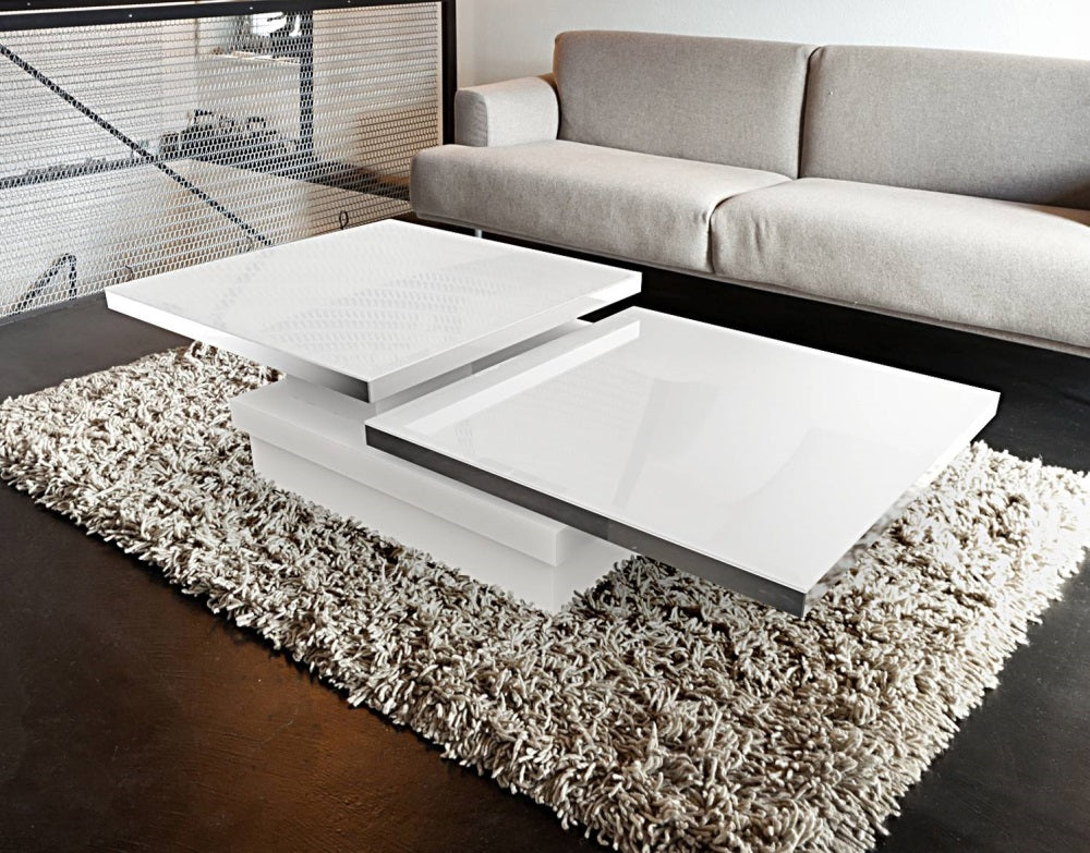 Couchtisch weiß, Couchtisch Glas, Glastisch weiß, Maße 90x60 cm