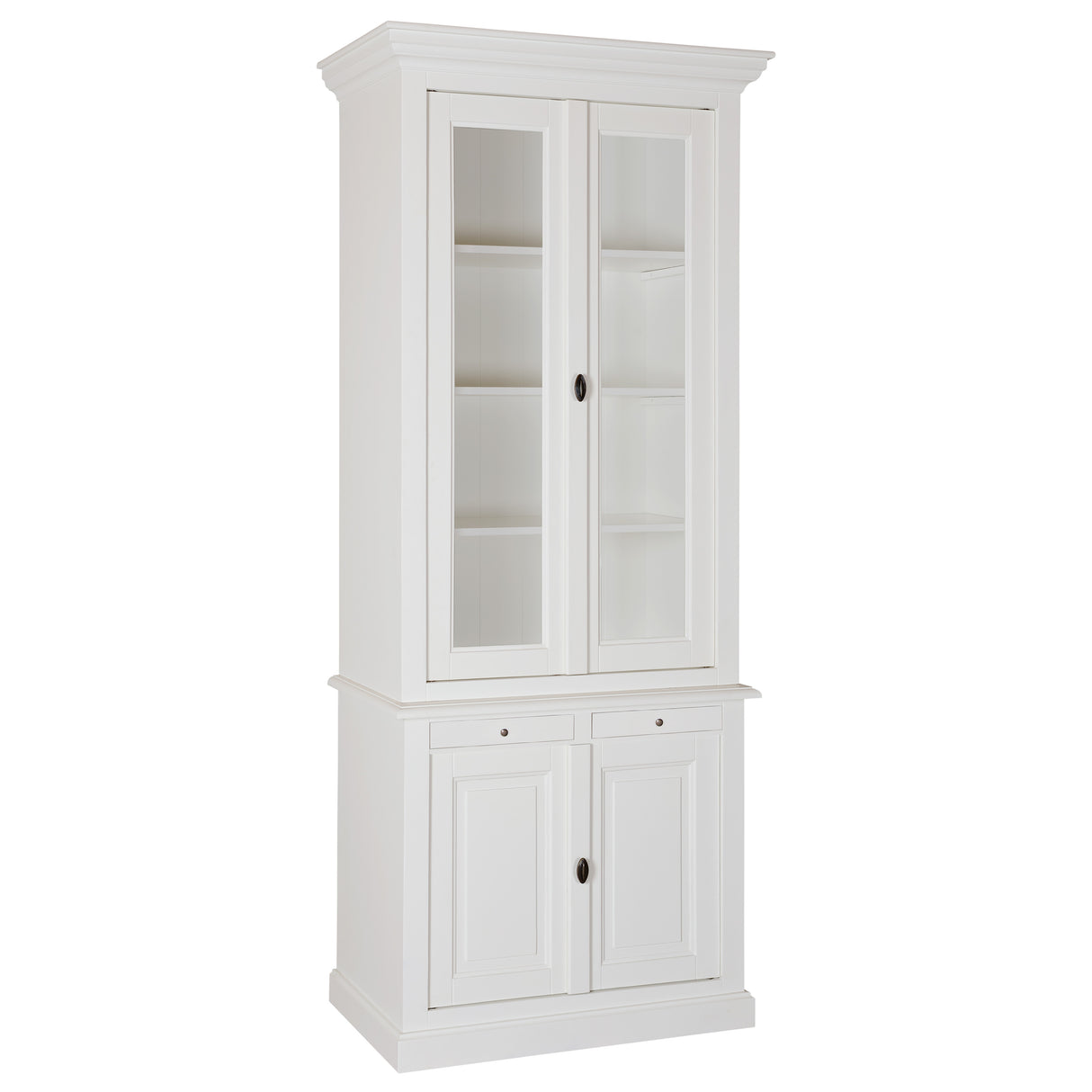Vitrinenschrank weiß, Geschirrschrank weiß,  Vitrine weiß, Wohnzimmerschrank im Landhausstil, Breite 100 cm