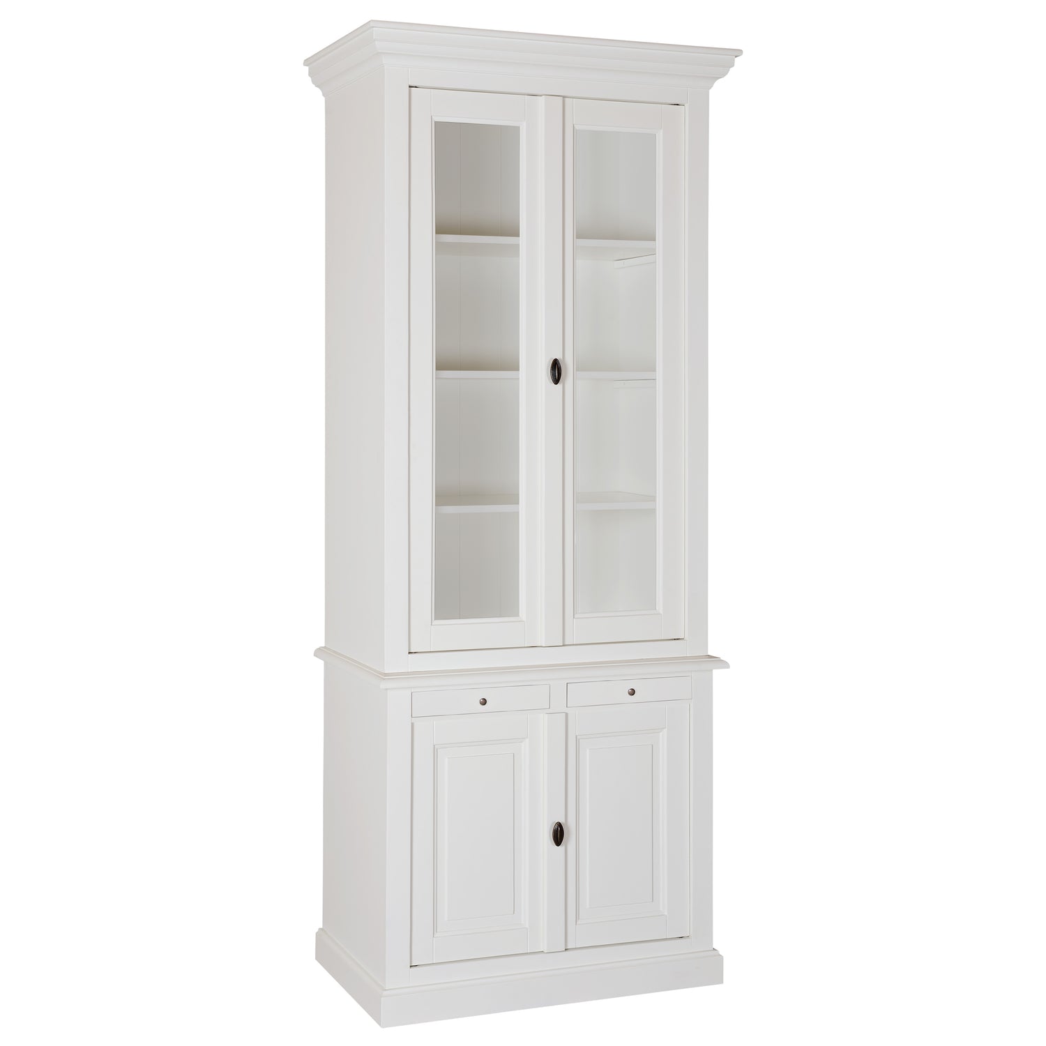 Vitrinenschrank weiß, Geschirrschrank weiß,  Vitrine weiß, Wohnzimmerschrank im Landhausstil, Breite 100 cm