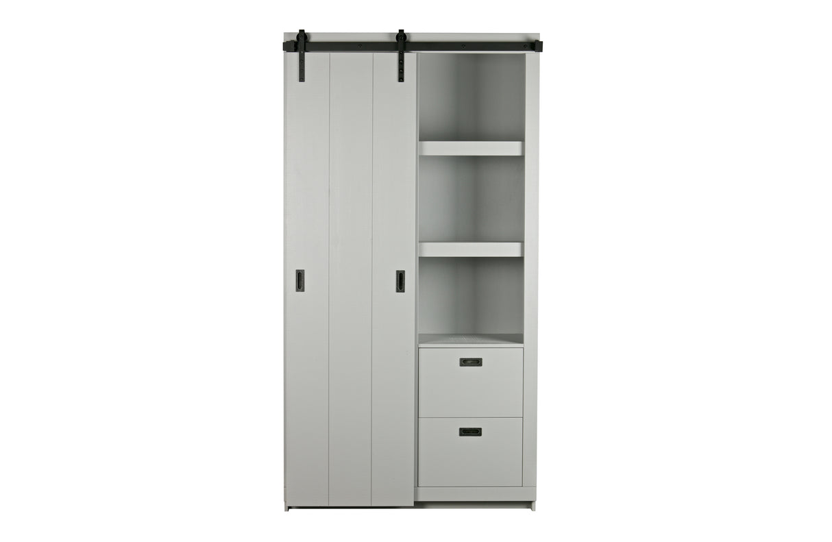 Kleiderschrank grau, Schrank grau Massivholz,  Kinderzimmerschrank grau, Breite 122 cm