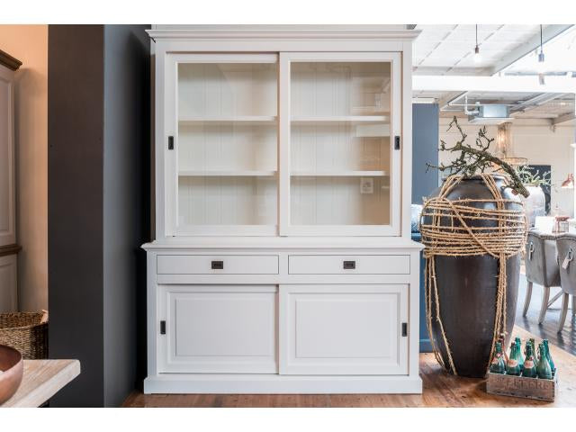 Vitrine weiß, Geschirrschrank weiß, Schrank weiß Landhaus, Breite 177 cm