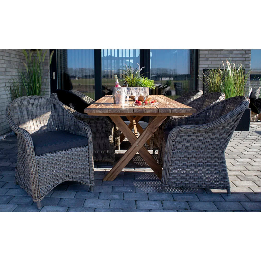 Gartentisch Teak-Holz, Gartenesstisch Naturholz-braun, Länge 200 cm