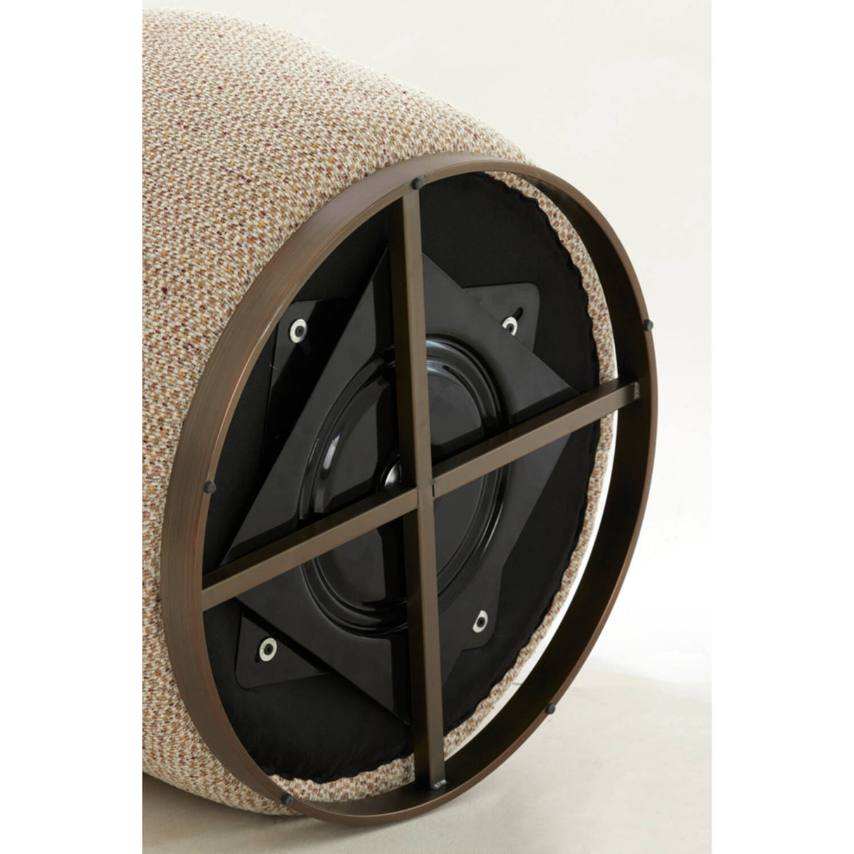 Sessel creme-braun, drehbarer Sessel Metall-Gestell