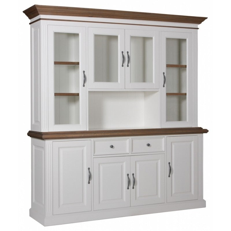 Buffetschrank weiß Landhausstil, Vitrine weiß Landhaus, Geschirrschrank weiß, Breite 200 cm