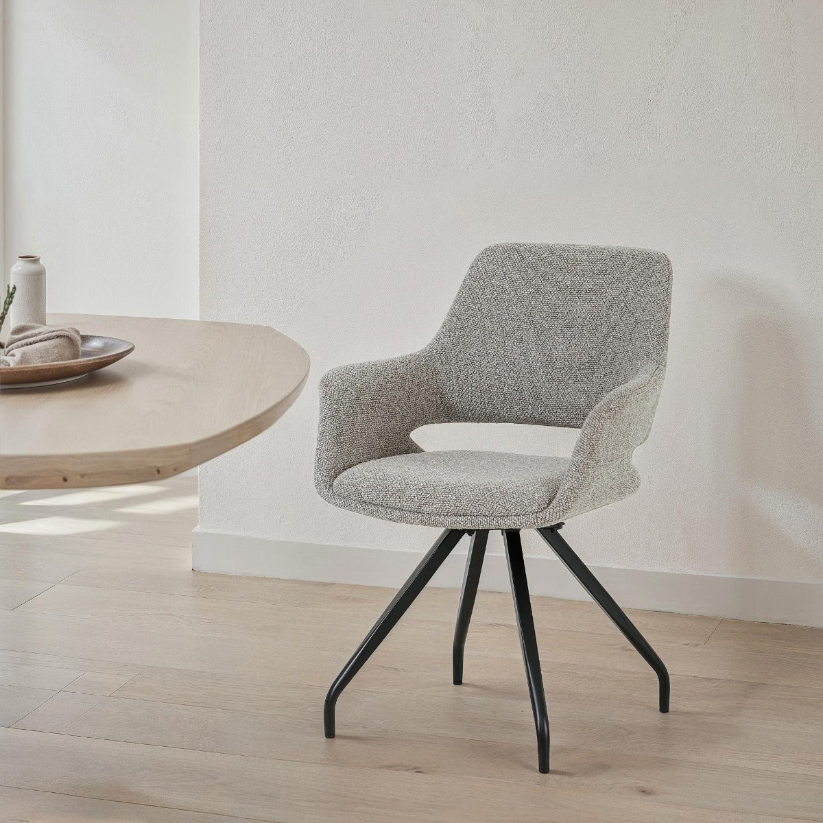 Stuhl drehbar Farbe taupe, Esszimmerstuhl taupe drehbar, Breite 61 cm