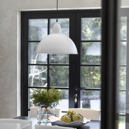 Hängelampe Metall, Pendelleuchte Weiß/Silber, Durchmesser 47 cm