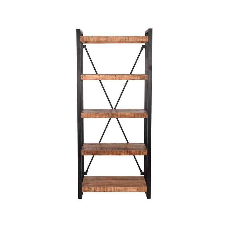 Bücherregal braun-schwarz Holz, Metall Regal schwarz, Regal Holz schwarz, Breite 80 cm