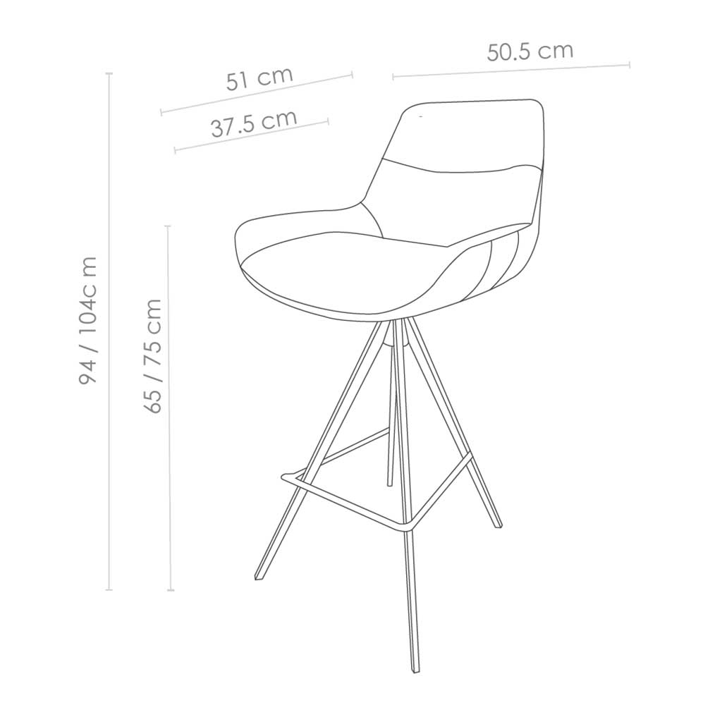 Barstuhl drehbar cocnac , Barstuhl Sitzhöhe 75 cm