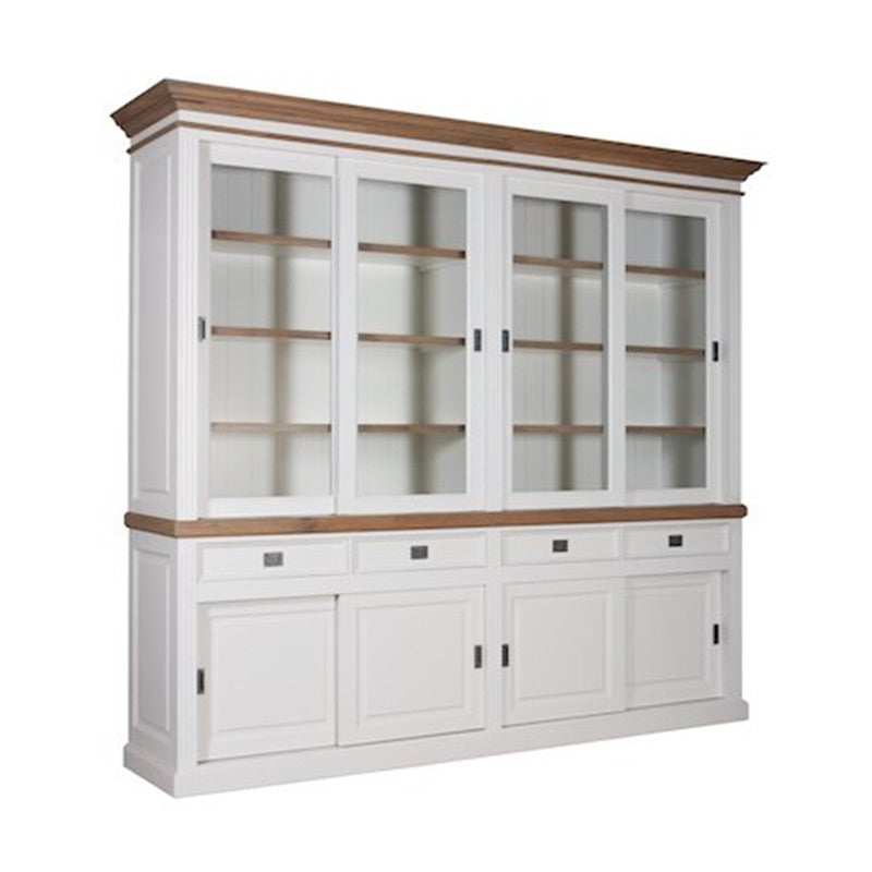 Buffetschrank weiß Landhausstil, Vitrine weiß Landhaus, Geschirrschrank weiß, Breite 270 cm