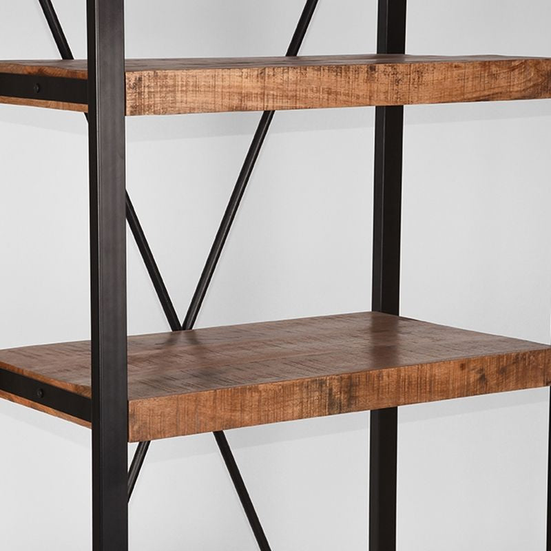 Bücherregal braun-schwarz Holz, Metall Regal schwarz, Regal Holz schwarz, Breite 80 cm