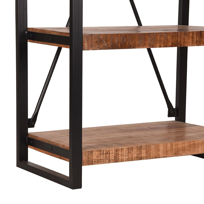Bücherregal braun-schwarz Holz, Metall Regal schwarz, Regal Holz schwarz, Breite 80 cm