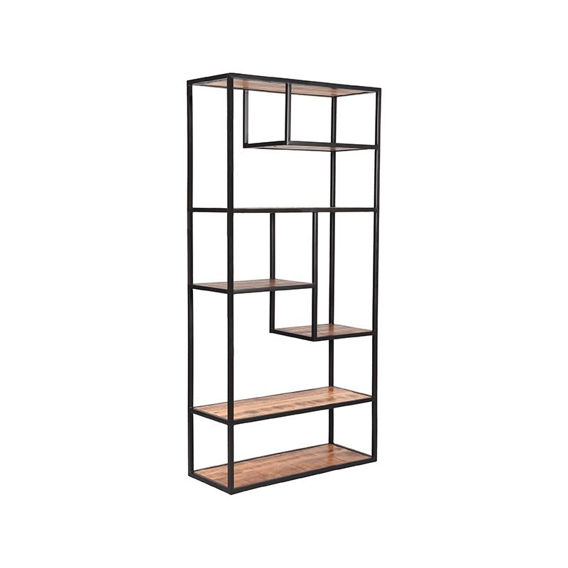 Bücherregal braun-schwarz Holz, Metall Regal schwarz, Regal Holz schwarz, Breite 87 cm