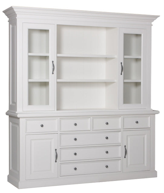 Buffetschrank weiß Landhausstil, Vitrine weiß Landhaus, Geschirrschrank weiß, Breite 198 cm