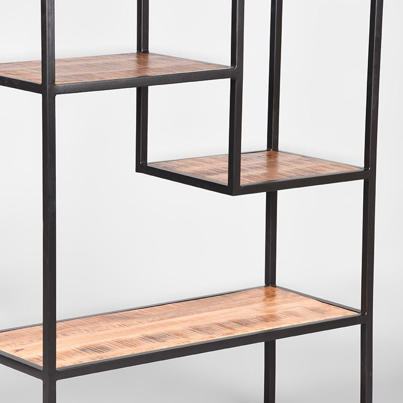 Bücherregal braun-schwarz Holz, Metall Regal schwarz, Regal Holz schwarz, Breite 87 cm