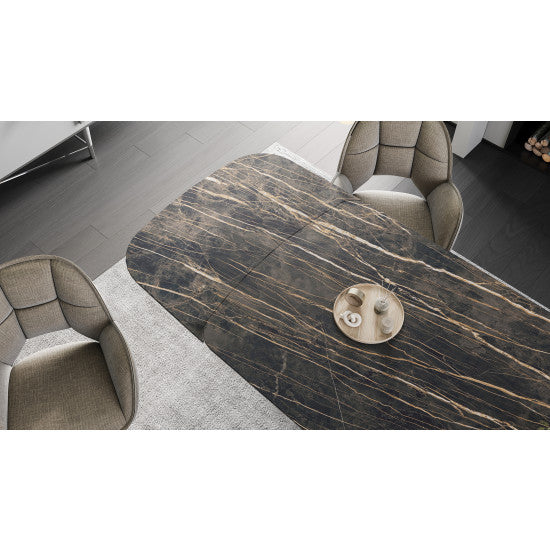 Esstisch Bronze-grau Keramik-Tischplatte, Tisch Keramik ausziehbar, Länge 180-280 cm