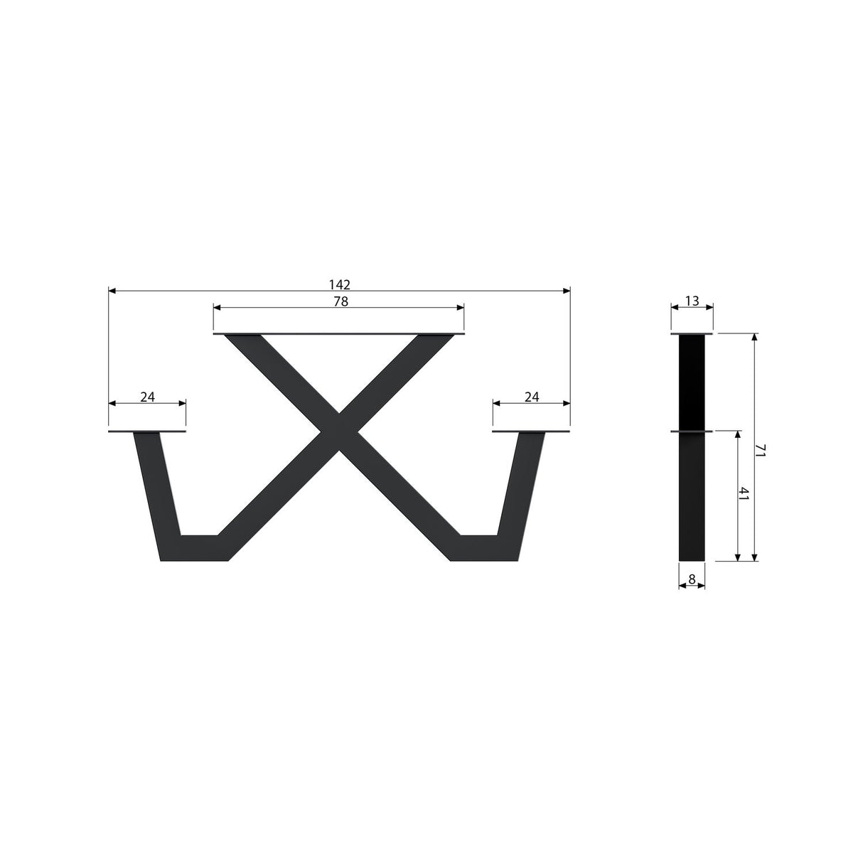 Tischgestell schwarz für eine Picknick-Sitzgruppe, Tisch-Bank Gestell schwarz, Tischfuß Metallgestell schwarz