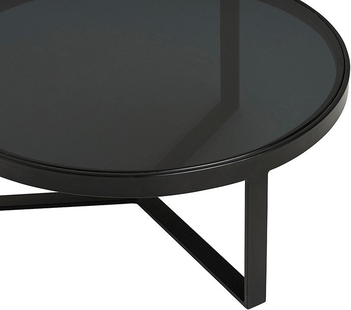 Couchtisch rund Glas schwarz, Glastisch rund schwarz,  Durchmesser 75 cm